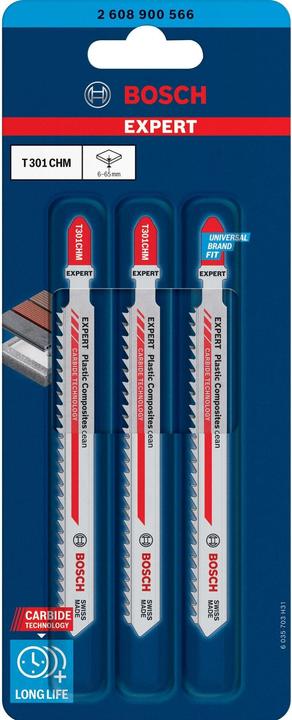 Produktbild Bosch Professional Zubehör EXPERT ‘Plastic Composites Clean’ T 301 CHM Stichsägeblatt, 3 Stück