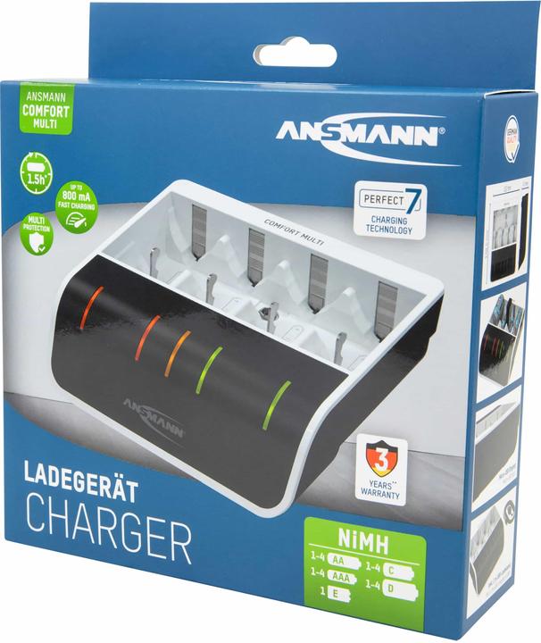 Image du produit Ansmann Multichargeur confort (4 pcs, C, D, AA, AAA, 800 mAh, Chargeurs sans batterie)