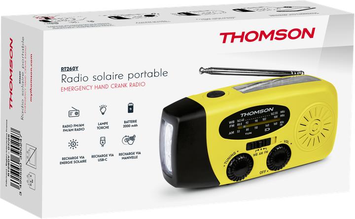 Actual product image Thomson Emergency Hand Crank Radio - Yellow (AM, FM)