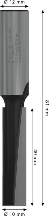 Produktbild Bosch Professional Zubehör Nutfräser, 12 mm, D1 10 mm, L 40 mm, G 81 mm