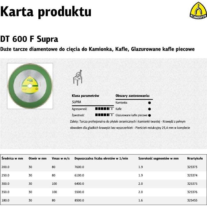 Thumbnail - Klingspor, Sägeblatt, DT 600 F Supra - Diamanttrennscheibe 250 x 25,4 / 30 mm