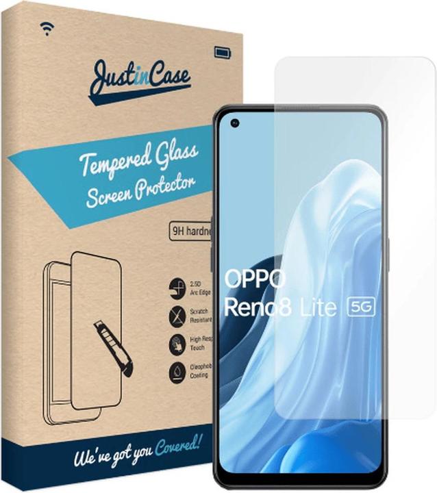 Actual product image Just in Case Toughened Glass Clear Screen Protector Oppo Reno 8 Lite (1 Piece, Oppo Reno 8 Lite 5G)