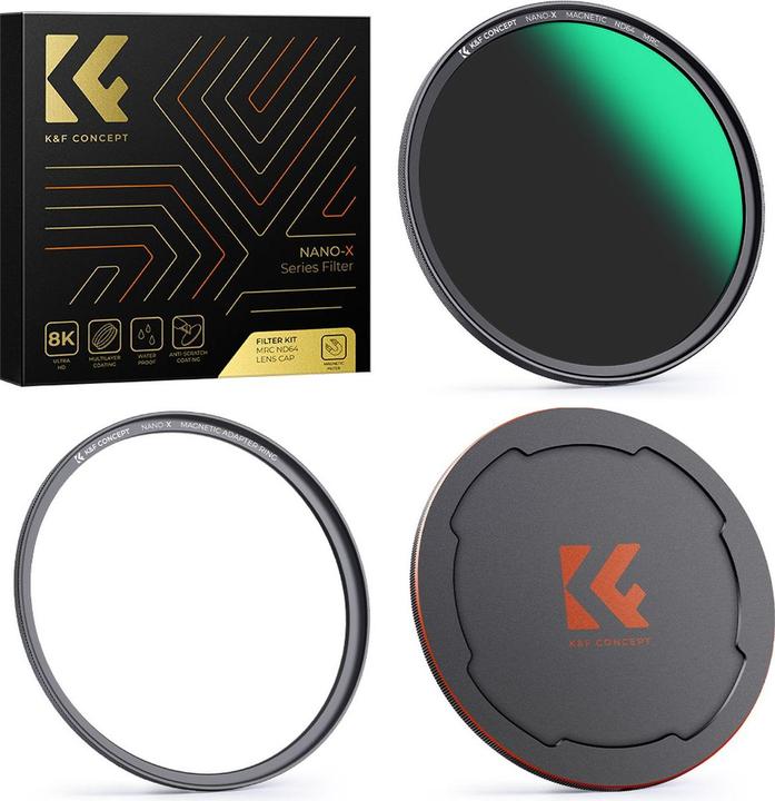 K&F Concept 52MM, ND64 Magnetic Filter with Magnetic Ring and Cover, Green Coated (Nano X Series)