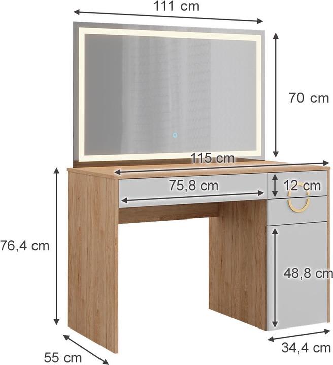 Image du produit Vicco Adela avec miroir LED (115 x 55 x 76.5 cm)