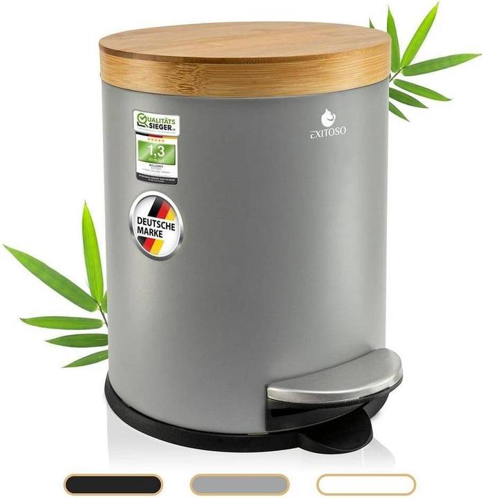 Immagine prodotto Exitoso Tretmülleimer mit Softclose-Deckel 5 l, Grau (5 l)
