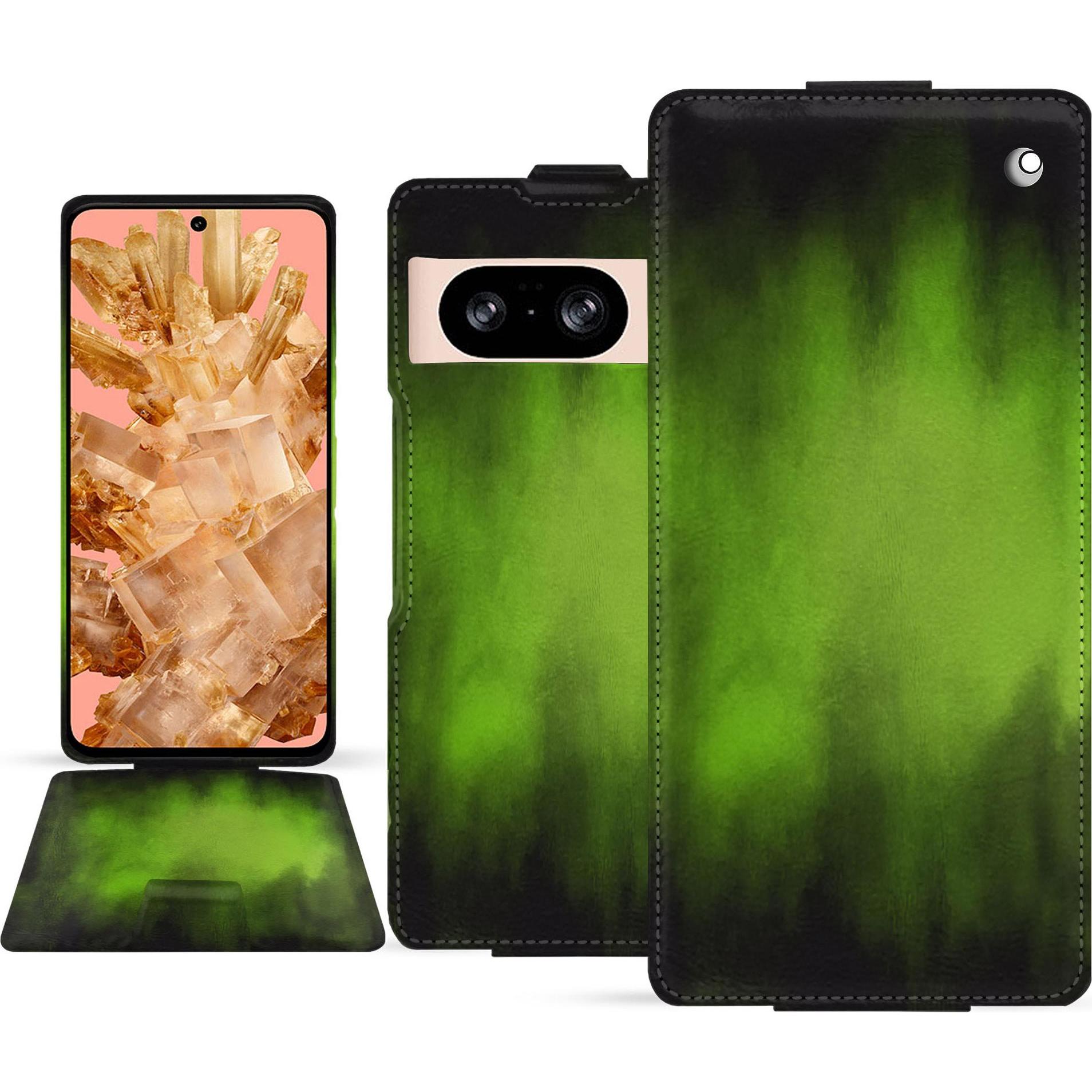 Noreve Lederschutzhülle vertikal (Google Pixel 8), Smartphone Hülle, Grün