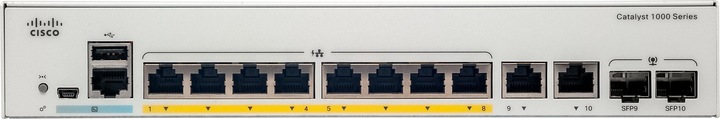 Actual product image Cisco 8 Port Rail PoE+ Switch C1000-8P-E-2G-L (8 Ports)