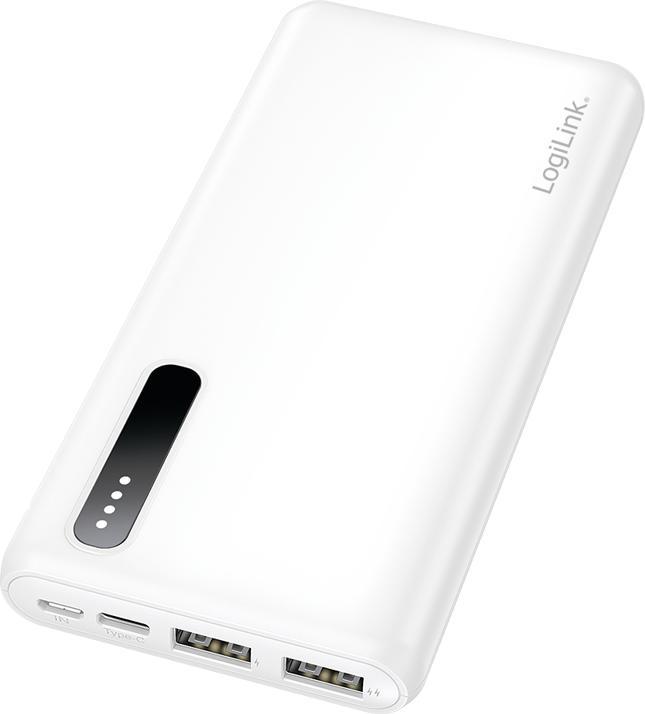 Produktbild LogiLink Powerbank 8000 mAh, 2x USB-A, 2-in-1 Kabel, weiss (8000 mAh, 12 W, 29.60 Wh)
