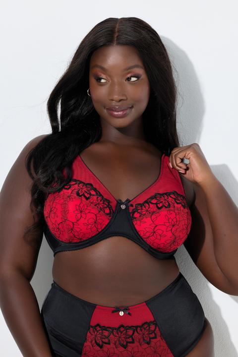 Actual product image Ulla Popken Floral Embroidered Underwire Bra (Single pack, 85 E)