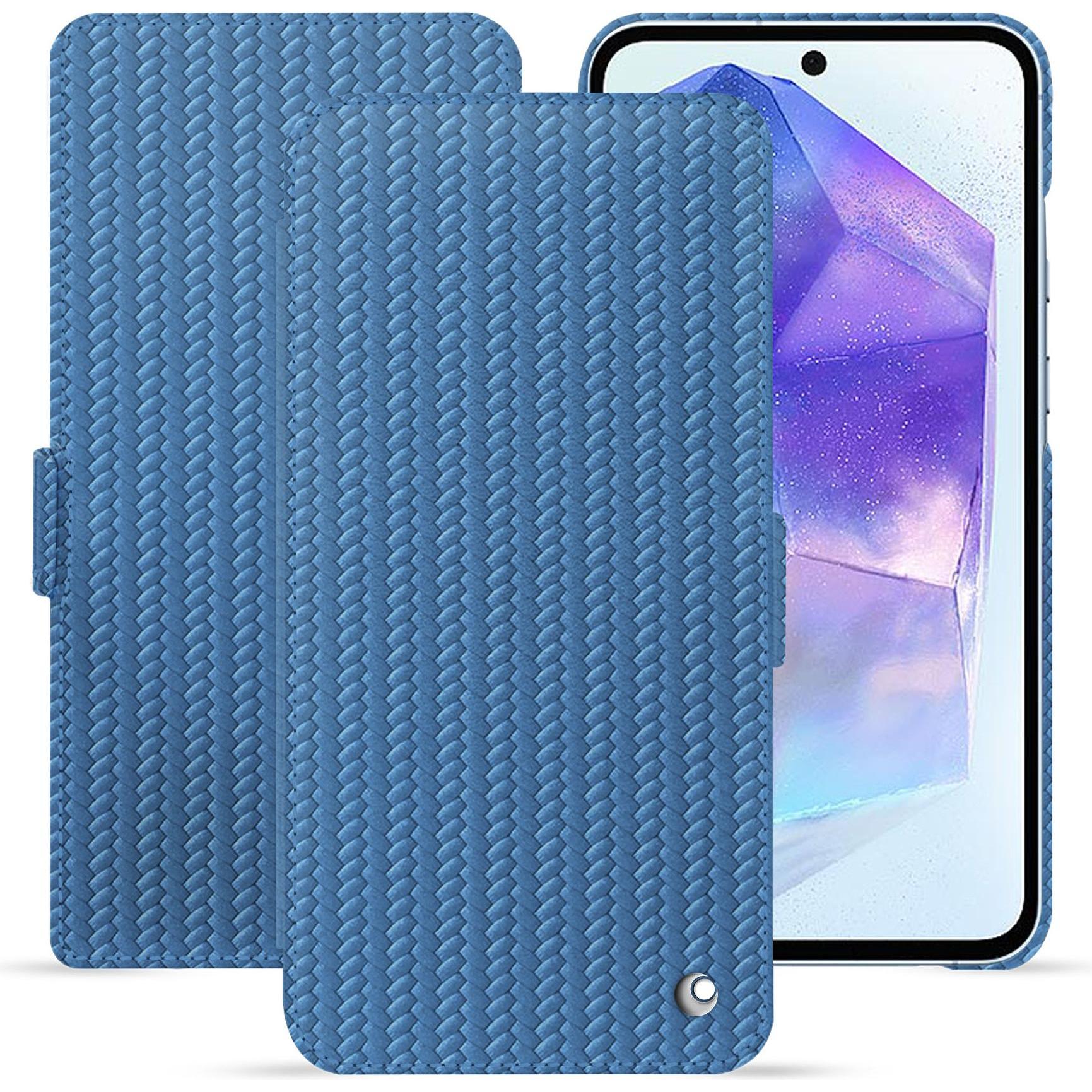 Noreve Lederschutzhülle horizontal (Samsung Galaxy A55), Smartphone Hülle, Blau