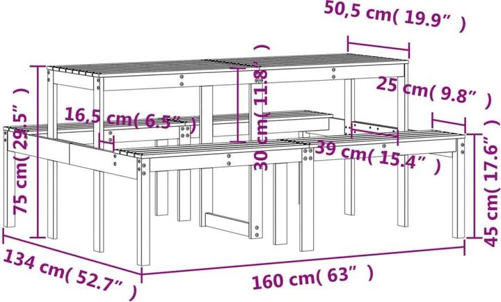 Actual product image VidaXL Picnic table Douglas fir (134 cm)