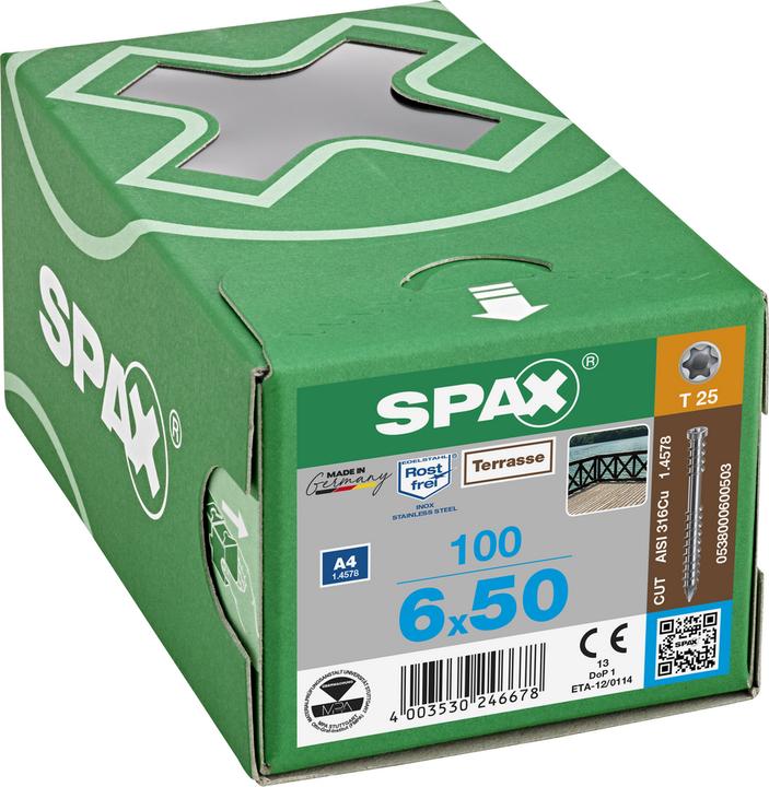 Produktbild Spax Terrasse A4 Zylinderkopf T-Star Plus T25 Fixiergewinde Cut (100 Schrauben pro Stück)