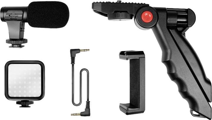 Image du produit LogiLink Kit vlogger avec lumière LED, microphone + trépied, pour smartphones 4,77