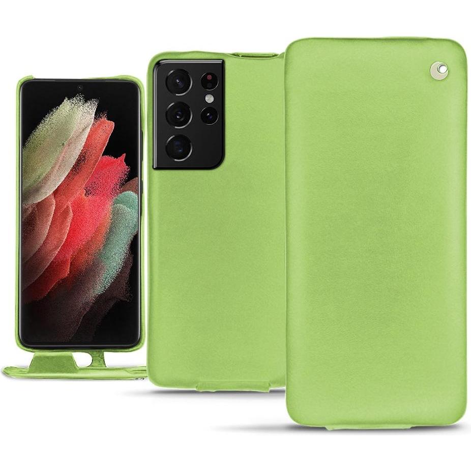 Noreve Lederschutzhülle vertikal (Samsung Galaxy S21 Ultra), Smartphone Hülle, Grün