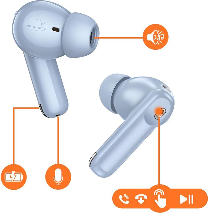 Produktbild Hoco Kabellose Kopfhörer Kabellose Ohrhörer mit Touchscreen TWS ANC ENC EQ21 blau (7 h, Kabellos)