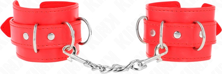 Actual product image Kink 3 D-RING WRIST CUFFS ADJUSTABLE RED 17,5-25 CM X 6 CM