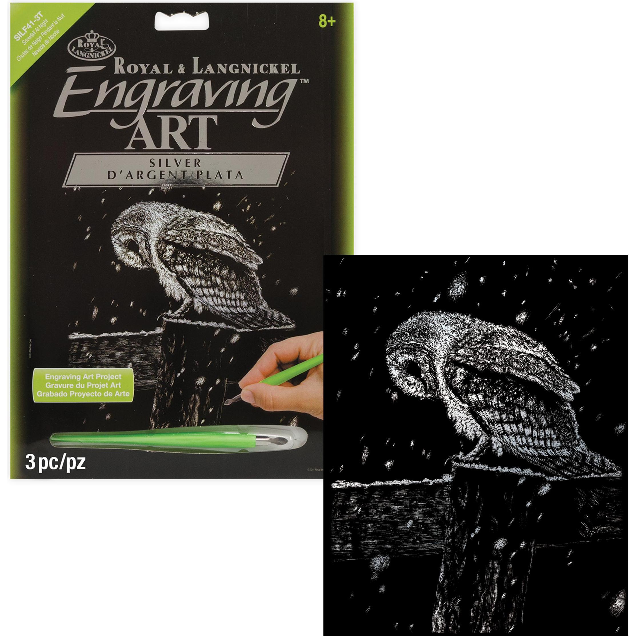Magni Royal & Langnickel - Kratzbild Eule, Silber, Kratzbilder für Kinder und Erwachsene, mit Kratzstift u