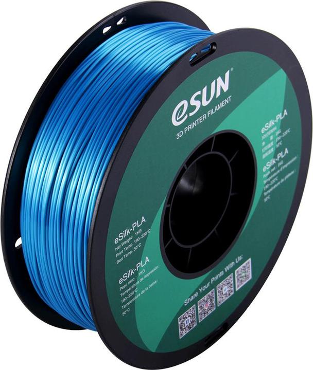 Actual product image eSUN eSilk PLA 1.75mm Cyan 1kg 3D Filament (PLA, 1.75 mm, 1000 g)