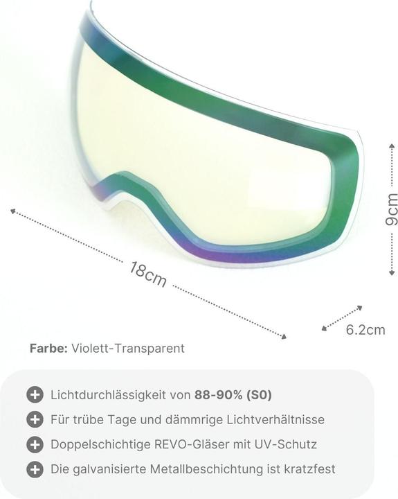 Produktbild Hermex Ersatzglas für magnetische Skibrille Wechselglas Snowboardbrillenglas Skibrillenglas (Skibrille Ersatzglas)