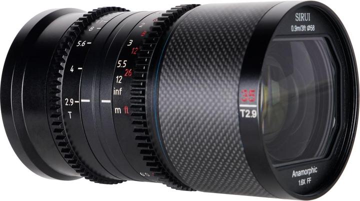 Actual product image Sirui Saturn 35mm T2.9 1.6x anamorphic carbon full-frame lens Fuji X-Mount X35N (Fujifilm X, full size)