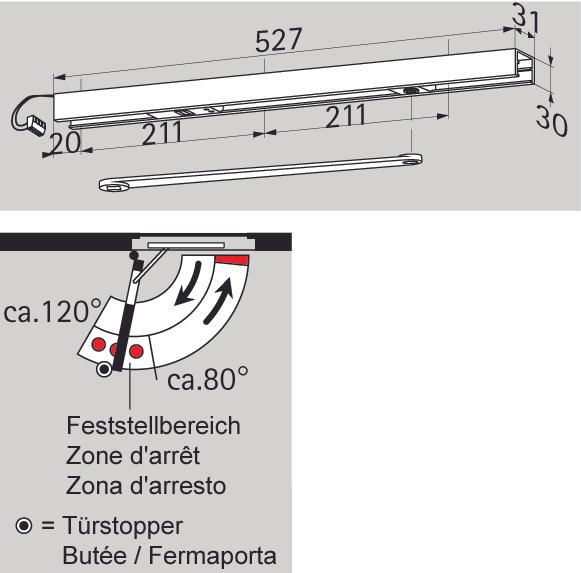 Produktbild Dormakaba Gleitschiene G 96 EMF / K8 / K12 (Zimmertür, Eingangstür, Holztür, Balkontür, Indoor)