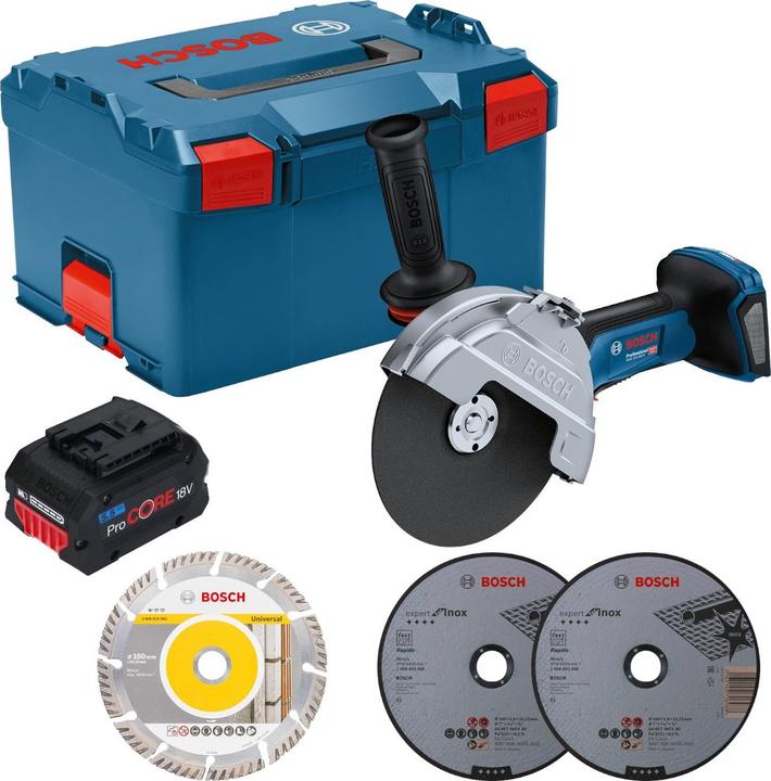 Actual product image Bosch Professional Bosch GWS 18V-180 P Professional Akku Winkelschleifer 18 V 180 mm Brushless + 1x ProCORE Akku 5,5 (180 mm)