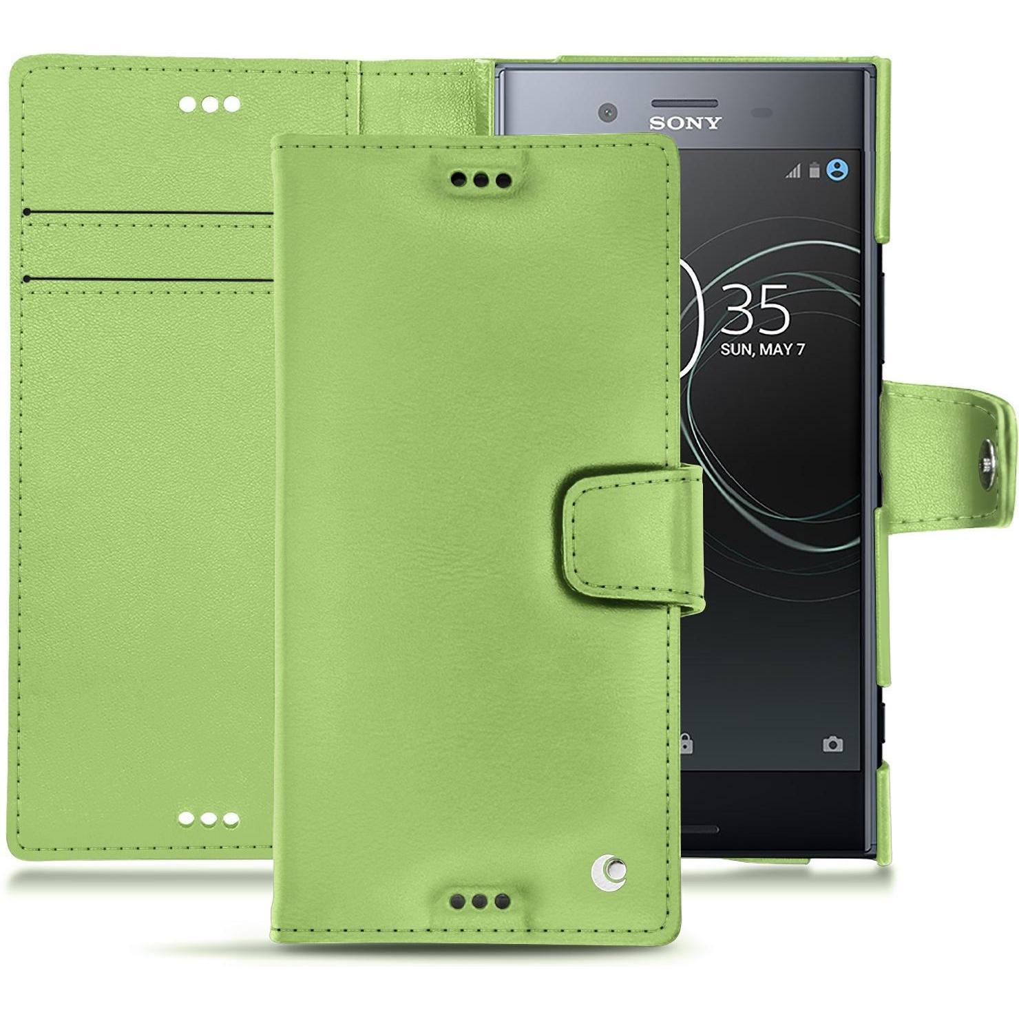 Noreve Lederschutzhülle Wallet (Sony Xperia XZ Premium), Smartphone Hülle, Grün
