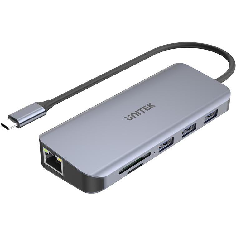 Unitek D1026B Schnittstellen-Hub USB 3.2 Gen 1 (3.1 Gen 1) Type-C (USB-C, 4 Ports), Dockingstation + USB Hub, Grau