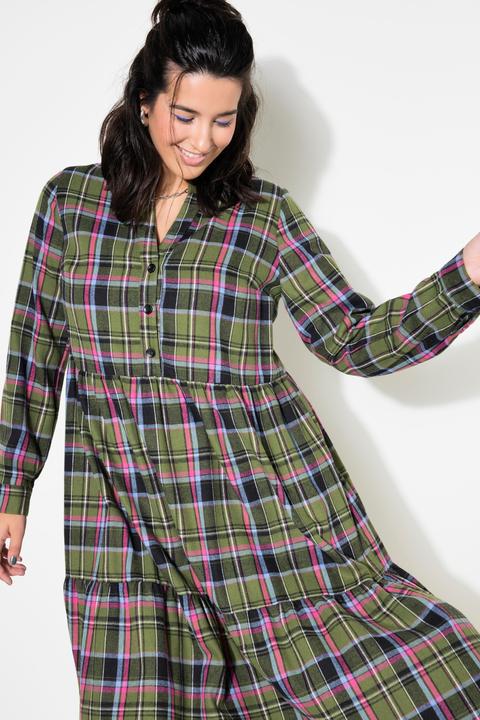 Actual product image Studio Untold Flannel Check Empire Long Sleeve Dress (50, 52)