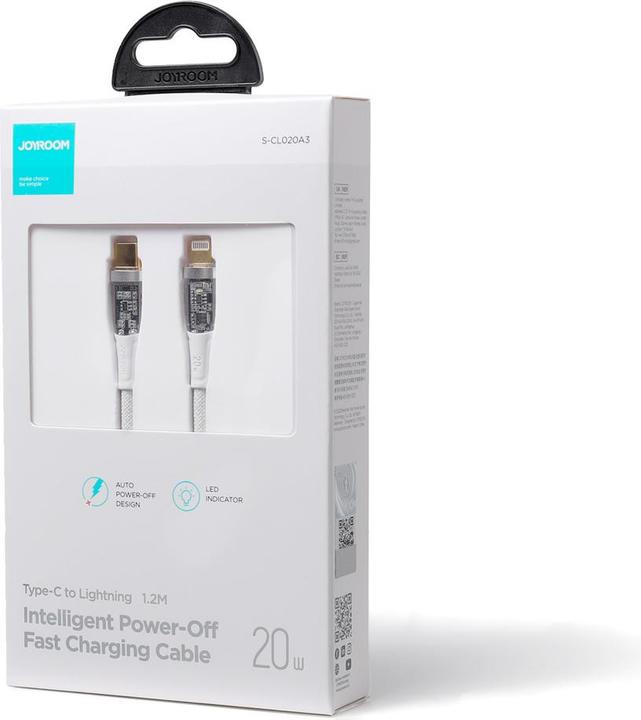 Produktbild Joyroom S-CL020A3 Intelligent Power-Off Fast Charging Cable Type-C to Lightning 20W 1.2m-White (1.20 m, USB 2.0, 20 W)
