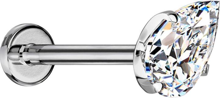Actual product image Star Piercing Micro Threadless Labret silber mit Kristalltropfen silber gefasst (Titanium, without brass)