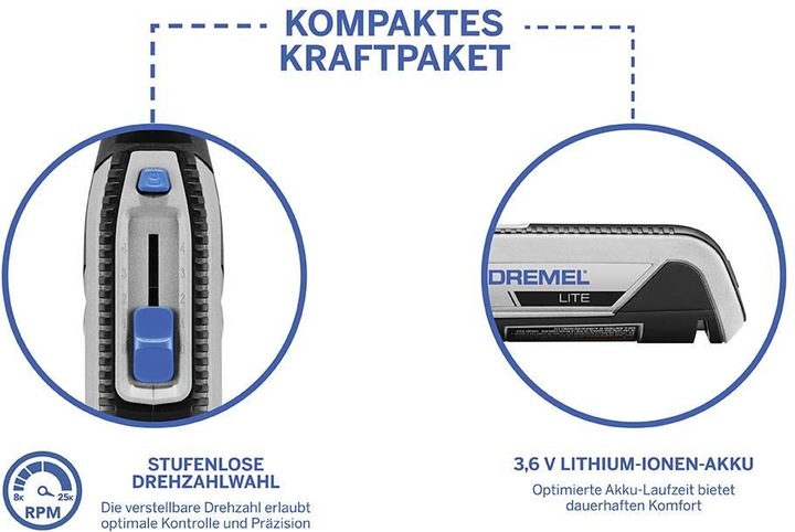Actual product image Dremel 7760 Lite 3.6 V Li-On USB charger