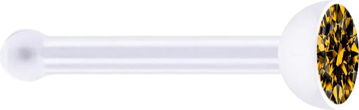 Actual product image Star Piercing Nose stud straight transparent with crystal topaz (Plastic, without brass)