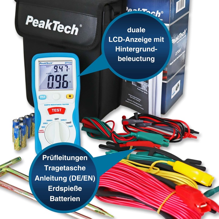 Actual product image Peaktech P 2700 Earth resistance meter (Measuring device case)