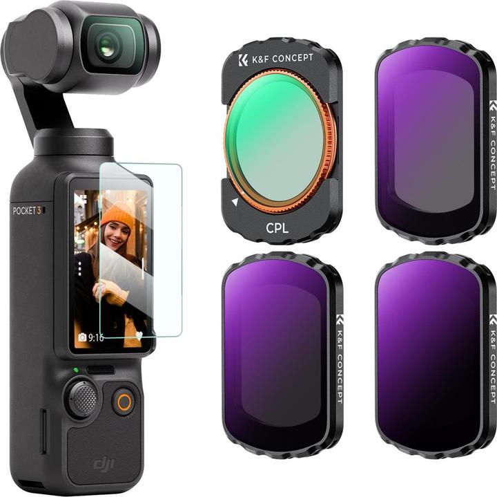 Actual product image K&F Concept 6pcs Filter Kit,CPL+ND16+ND64+ND256, HD, Anti-Reflection Green Coating, Waterproof and Scratch Resis