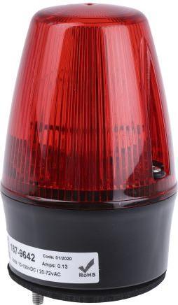 Produktbild RS PRO Xenon Blitz Signalleuchte Rot, 10 100 V dc, 20 72 V ac, Ø 72mm x 107mm