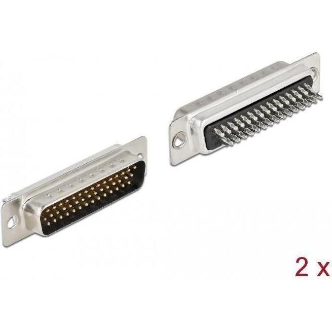 Delock D-Sub HD 44 Pin Stecker Metall, Lötversion, 2 Stück, Elektronikkabel + Stecker, Schwarz, Silber