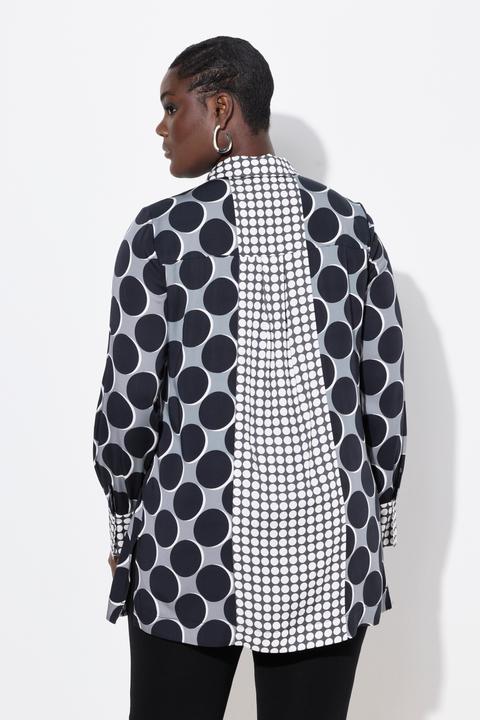 Actual product image Ulla Popken Mixed Polka Dot Long Sleeve Tunic Blouse (46, 48)