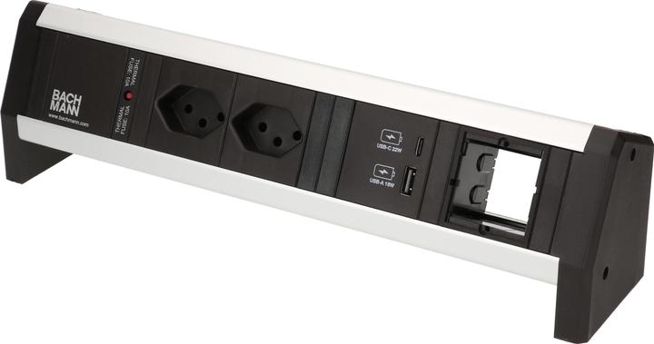 Image du produit Bachmann Multiprise de table DESK 1, 2x T13, 1x USB A/C, 1x Custom (2 x, Type 13, USB-A, USB-C)