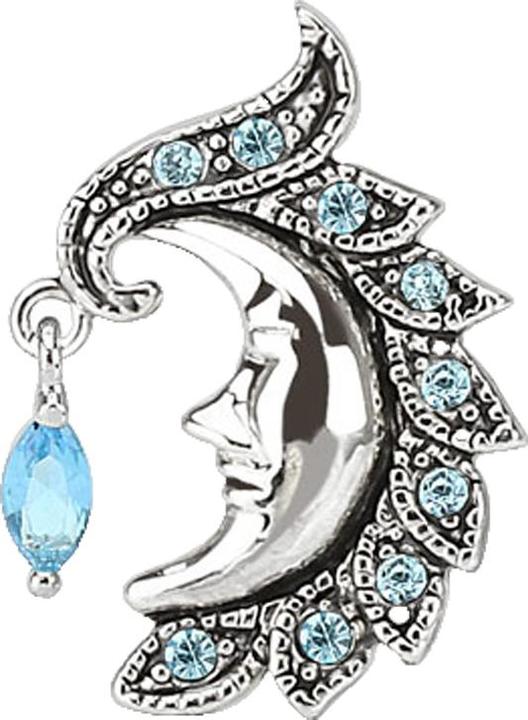 Immagine prodotto Star Piercing Banana argento con sfera luna e cristallo acqua (Ottone, Acciaio chirurgico 316L)