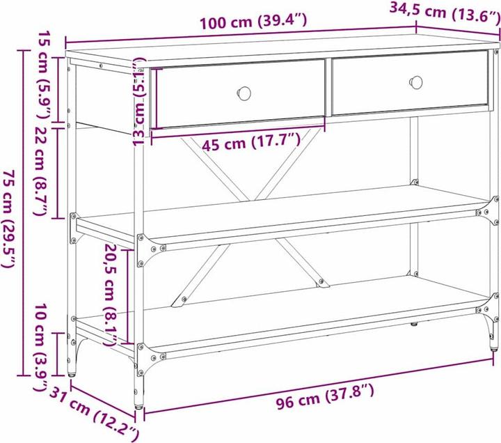 Image du produit vidaXL Konsolentisch (100 x 34.50 x 75 cm)