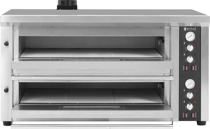 Actual product image Royal Catering Electric Pizza Oven - 6+6 x 33 cm - 2 chambers - 13 200 W - 400 V - fireclay stone - (Electric pizza oven)