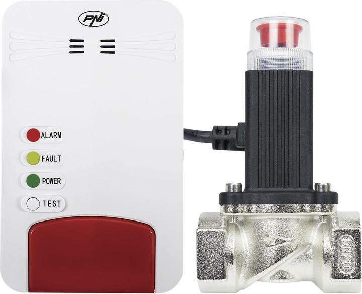 Actual product image PNI Intelligent gas sensor and solenoid valve Safe House Smart Gas 300 WiFi package with acoustic