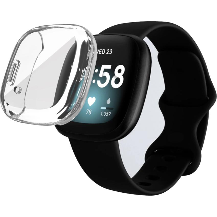 Strap-it Schutzhülle (Silikon, Versa 3), Uhrenarmband, Transparent