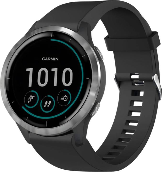 Actual product image Fixed Silicone Strap for Garmin QuickFit 20 mm Black (20 mm, Silicone)
