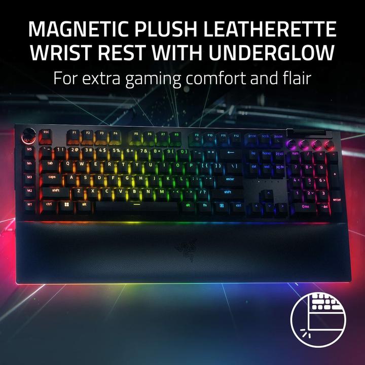 Actual product image Razer BlackWidow V4 Pro Mechanical Gaming Keyboard, Yellow Switch, US Layout, Wired, Black (Eng. Int., Cable)