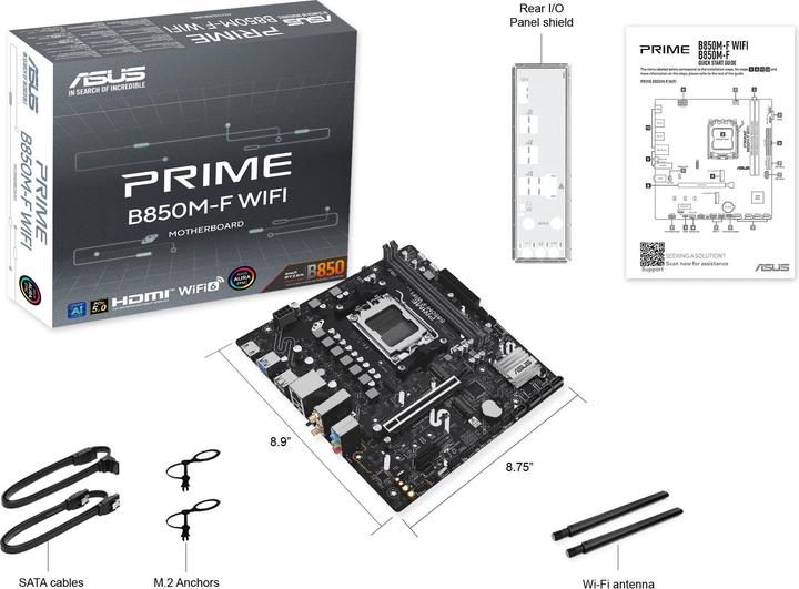 Productafbeelding ASUS PRIME B850M-F WIFI (AM5, AMD B850, mATX)