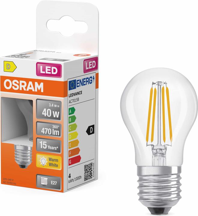 Produktbild Steffen Osram LED Star Retrofit Classic P E27 240V 3.4W 470lm WW (E27, 470 lm, 6x)