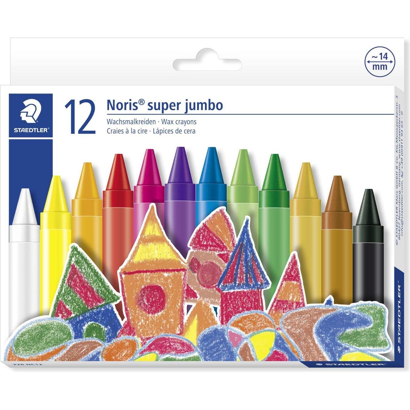 Thumbnail - Staedtler, Malstifte, Noris super jumbo 226 Super jumbo Wachsmalkreide Kartonetui mit 12 Stück, sortiert (Farbig sortier...