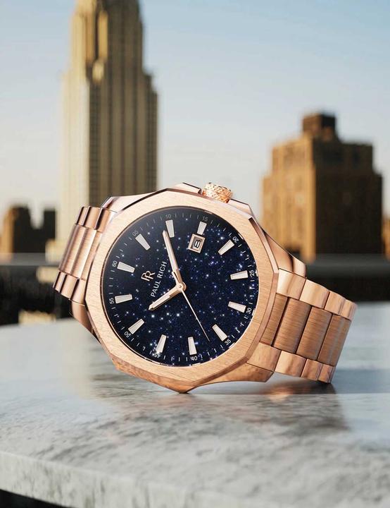 Actual product image Paul Rich PR-46698 Herrenuhr Mercer Aventurine Rose Gold Blue 40,5 mm 5ATM (Analogue wristwatch)